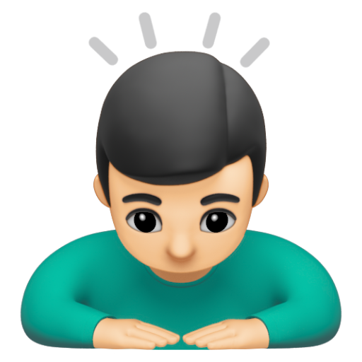 Emoji Người đàn ông cúi đầu: màu da sáng 🙇🏻‍♂ dạng 3D