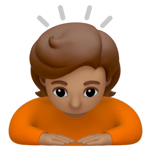Emoji Người đang cúi đầu: màu da trung bình 🙇🏽 dạng 3D
