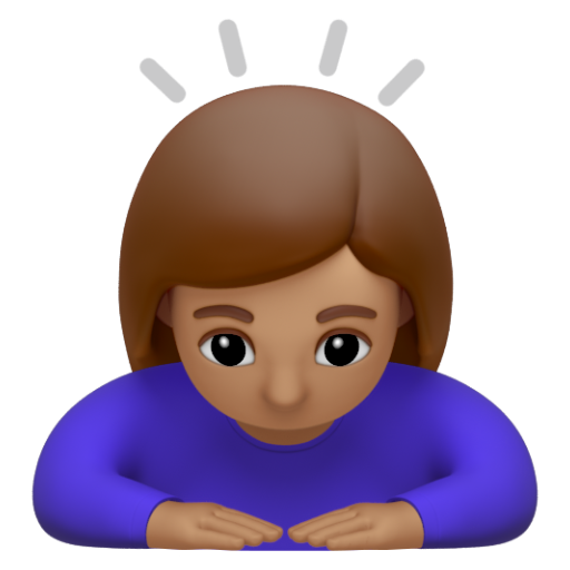 Emoji Người phụ nữ cúi đầu: màu da trung bình 🙇🏽‍♀ dạng 3D