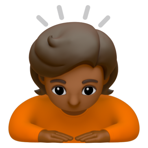 Emoji Người đang cúi đầu: màu da tối trung bình 🙇🏾 dạng 3D