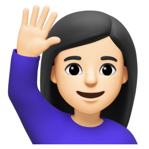 Emoji Người phụ nữ giơ cao tay: màu da sáng 🙋🏻‍♀ dạng 3D