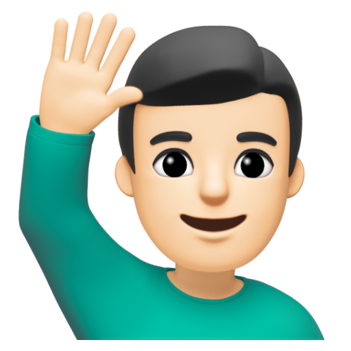 Emoji Người đàn ông giơ cao tay: màu da sáng 🙋🏻‍♂ dạng 3D