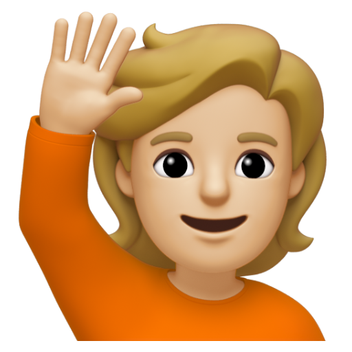 Emoji Người giơ cao tay: màu da sáng trung bình 🙋🏼 dạng 3D