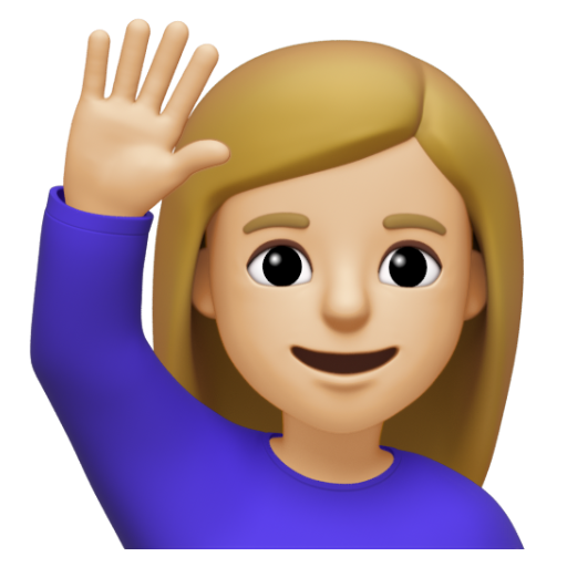Emoji Người phụ nữ giơ cao tay: màu da sáng trung bình 🙋🏼‍♀ dạng 3D