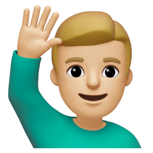 Emoji Người đàn ông giơ cao tay: màu da sáng trung bình 🙋🏼‍♂ dạng 3D