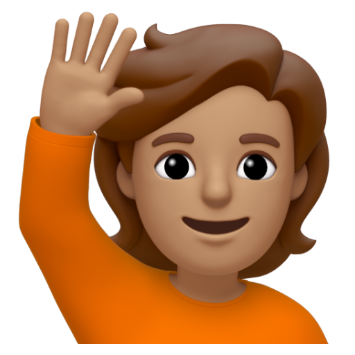 Emoji Người giơ cao tay: màu da trung bình 🙋🏽 dạng 3D