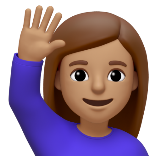 Emoji Người phụ nữ giơ cao tay: màu da trung bình 🙋🏽‍♀ dạng 3D