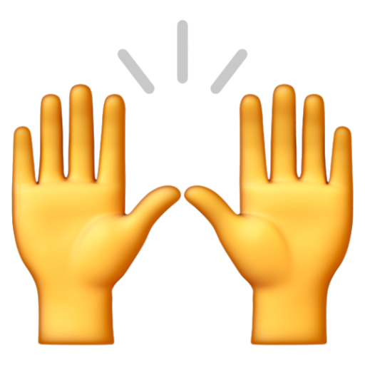 Emoji Hai bàn tay giơ lên 🙌 dạng 3D