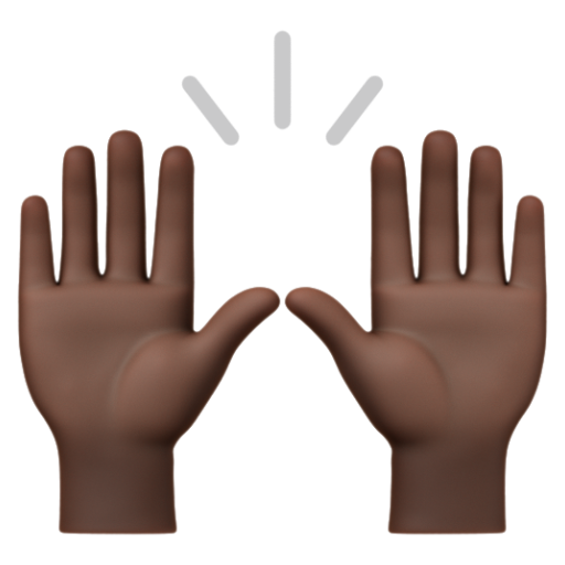 Emoji Hai bàn tay giơ lên: màu da tối 🙌🏿 dạng 3D