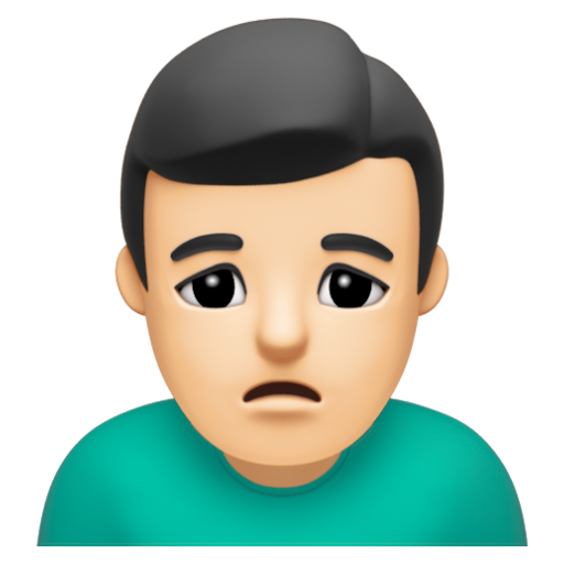 Emoji Người đàn ông cau mày: màu da sáng 🙍🏻‍♂ dạng 3D