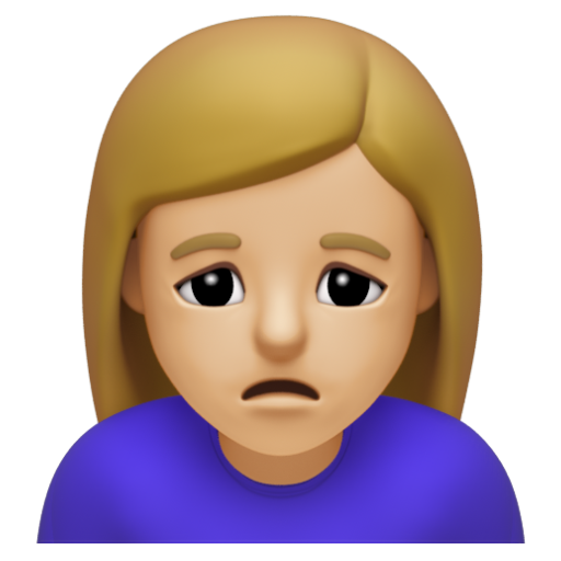 Emoji Người phụ nữ cau mày: màu da sáng trung bình 🙍🏼‍♀ dạng 3D