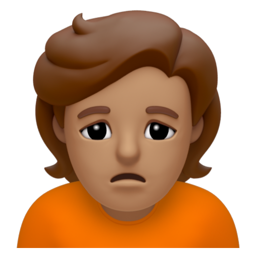 Emoji Người đang cau mày: màu da trung bình 🙍🏽 dạng 3D