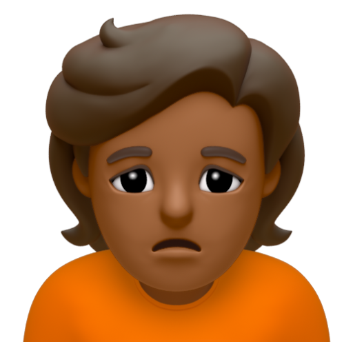 Emoji Người đang cau mày: màu da tối trung bình 🙍🏾 dạng 3D