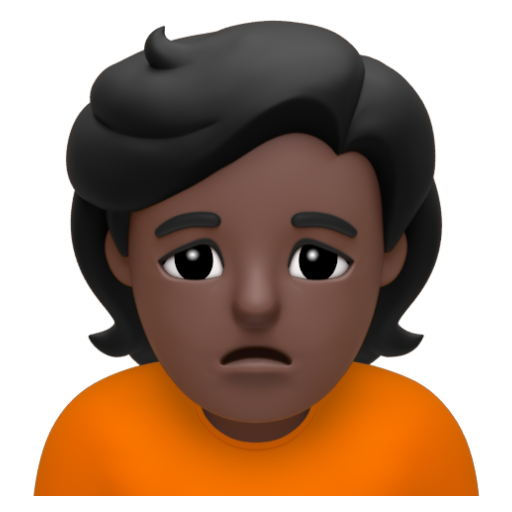 Emoji Người đang cau mày: màu da tối 🙍🏿 dạng 3D
