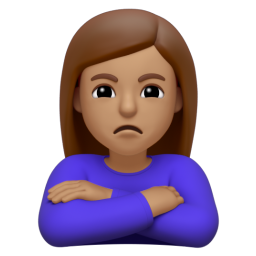 Emoji Người phụ nữ bĩu môi: màu da trung bình 🙎🏽‍♀ dạng 3D