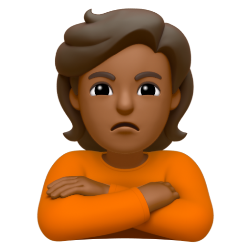 Emoji Người đang bĩu môi: màu da tối trung bình 🙎🏾 dạng 3D