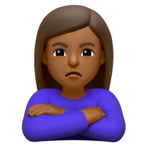 Emoji Người phụ nữ bĩu môi: màu da tối trung bình 🙎🏾‍♀ dạng 3D