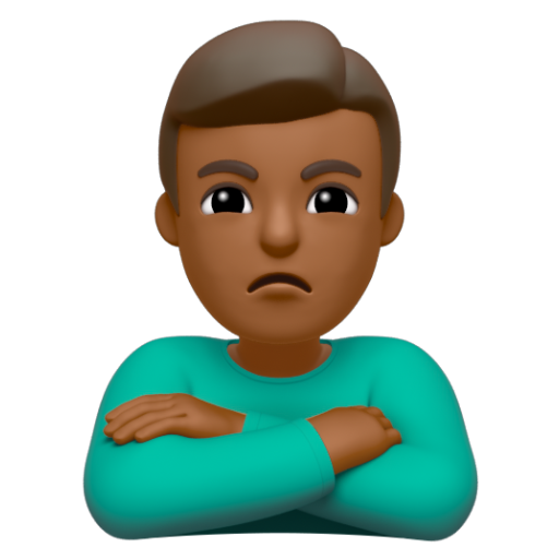 Emoji Người đàn ông bĩu môi: màu da tối trung bình 🙎🏾‍♂ dạng 3D