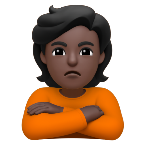 Emoji Người đang bĩu môi: màu da tối 🙎🏿 dạng 3D