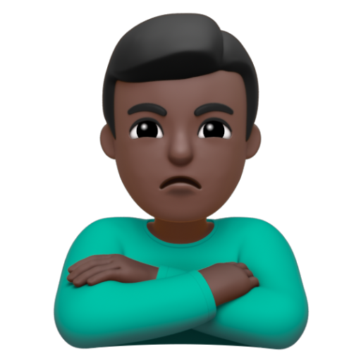 Emoji Người đàn ông bĩu môi: màu da tối 🙎🏿‍♂ dạng 3D