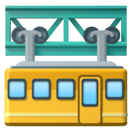 Emoji Đường sắt trên cao 🚟 dạng 3D
