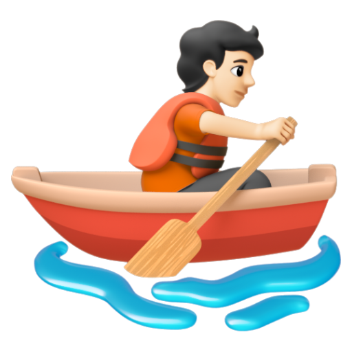 Emoji Người chèo thuyền: màu da sáng 🚣🏻 dạng 3D