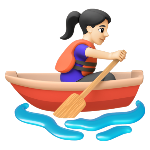 Emoji Người phụ nữ chèo thuyền: màu da sáng 🚣🏻‍♀ dạng 3D