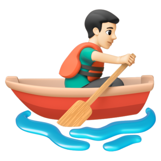 Emoji Người đàn ông chèo thuyền: màu da sáng 🚣🏻‍♂ dạng 3D