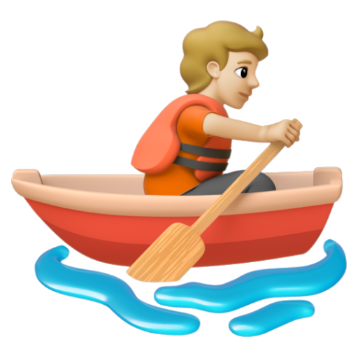 Emoji Người chèo thuyền: màu da sáng trung bình 🚣🏼 dạng 3D