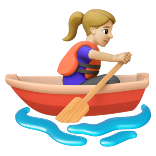 Emoji Người phụ nữ chèo thuyền: màu da sáng trung bình 🚣🏼‍♀ dạng 3D