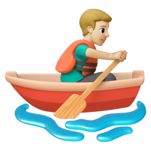 Emoji Người đàn ông chèo thuyền: màu da sáng trung bình 🚣🏼‍♂ dạng 3D