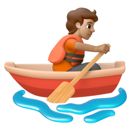 Emoji Người chèo thuyền: màu da trung bình 🚣🏽 dạng 3D