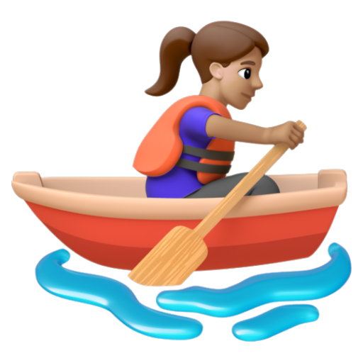 Emoji Người phụ nữ chèo thuyền: màu da trung bình 🚣🏽‍♀ dạng 3D