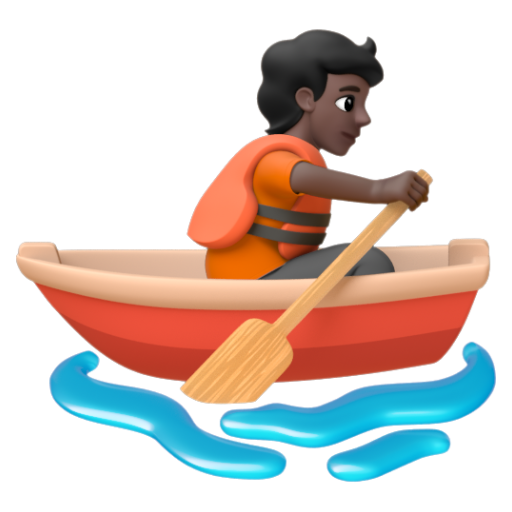 Emoji Người chèo thuyền: màu da tối 🚣🏿 dạng 3D