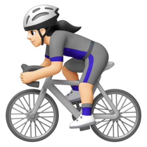 Emoji Người phụ nữ đi xe đạp: màu da sáng 🚴🏻‍♀ dạng 3D
