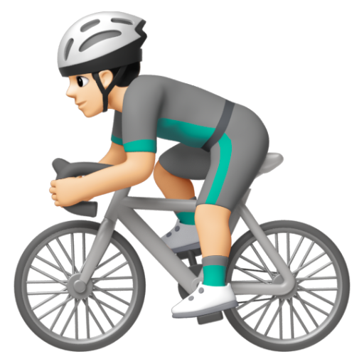 Emoji Người đàn ông đi xe đạp: màu da sáng 🚴🏻‍♂ dạng 3D