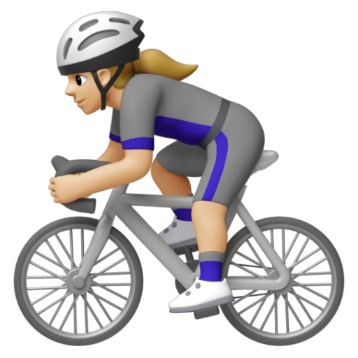 Emoji Người phụ nữ đi xe đạp: màu da sáng trung bình 🚴🏼‍♀ dạng 3D
