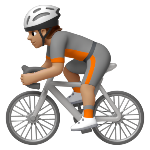 Emoji Người đi xe đạp: màu da trung bình 🚴🏽 dạng 3D