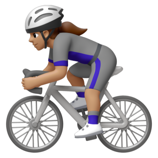 Emoji Người phụ nữ đi xe đạp: màu da trung bình 🚴🏽‍♀ dạng 3D