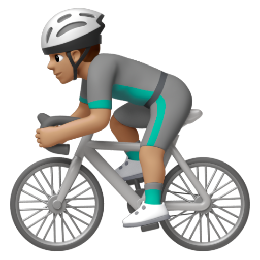 Emoji Người đàn ông đi xe đạp: màu da trung bình 🚴🏽‍♂ dạng 3D