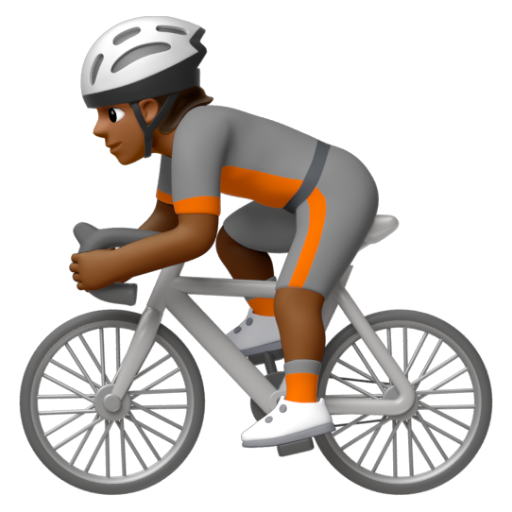 Emoji Người đi xe đạp: màu da tối trung bình 🚴🏾 dạng 3D