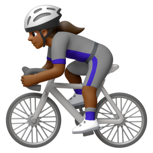 Emoji Người phụ nữ đi xe đạp: màu da tối trung bình 🚴🏾‍♀ dạng 3D