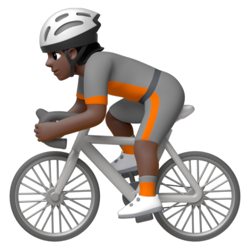 Emoji Người đi xe đạp: màu da tối 🚴🏿 dạng 3D