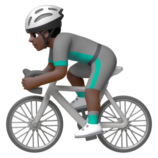 Emoji Người đàn ông đi xe đạp: màu da tối 🚴🏿‍♂ dạng 3D