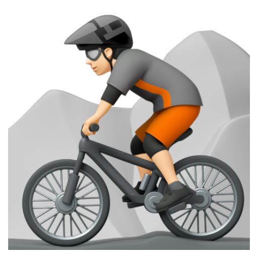 Emoji Người đi xe đạp leo núi: màu da sáng 🚵🏻 dạng 3D