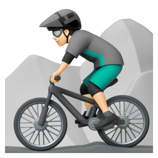 Emoji Người đàn ông đi xe đạp leo núi: màu da sáng 🚵🏻‍♂ dạng 3D