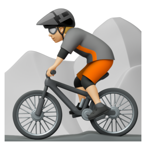 Emoji Người đi xe đạp leo núi: màu da sáng trung bình 🚵🏼 dạng 3D