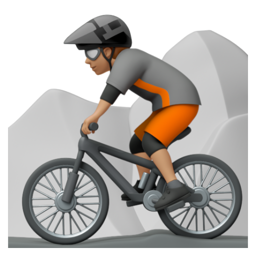 Emoji Người đi xe đạp leo núi: màu da trung bình 🚵🏽 dạng 3D