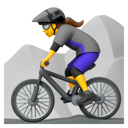 Emoji Người phụ nữ đi xe đạp leo núi 🚵‍♀ dạng 3D