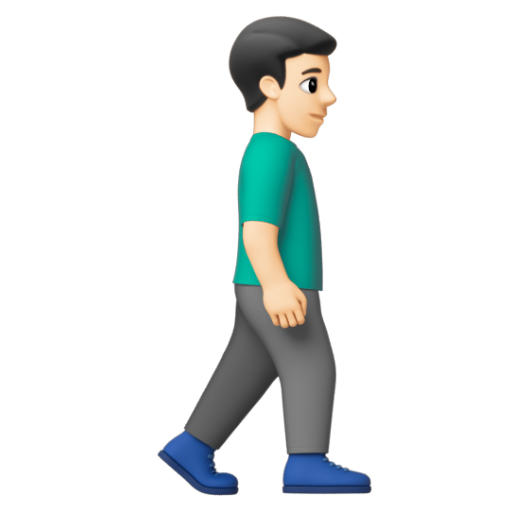 Emoji Người đàn ông đi bộ: màu da sáng, hướng sang phải 🚶🏻‍♂‍➡ dạng 3D